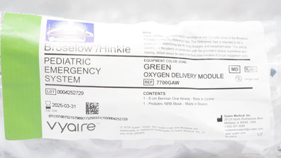 Vyaire 7700GAW Broselow/Hinkle PediatricOxygen Delivery Module Green (x)